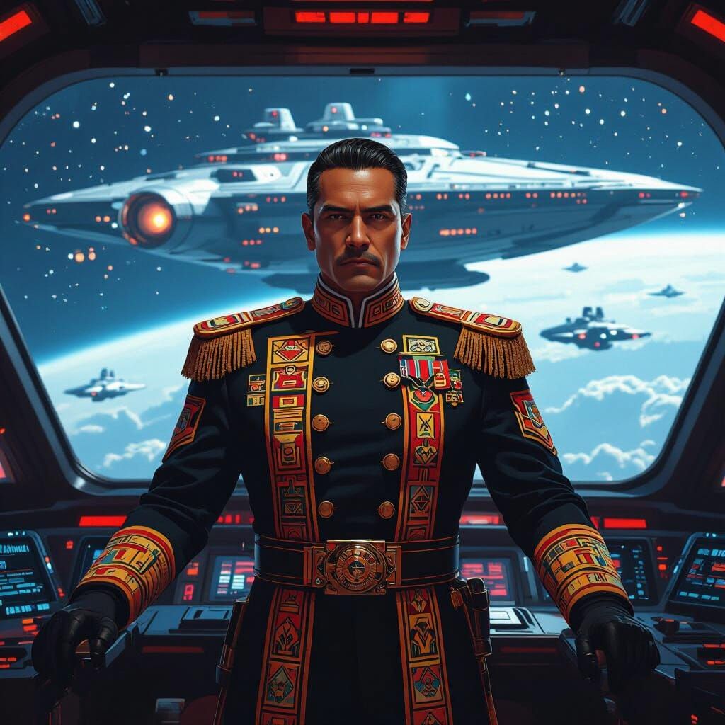 Aztec Fleet Admiral Commands Spaceship