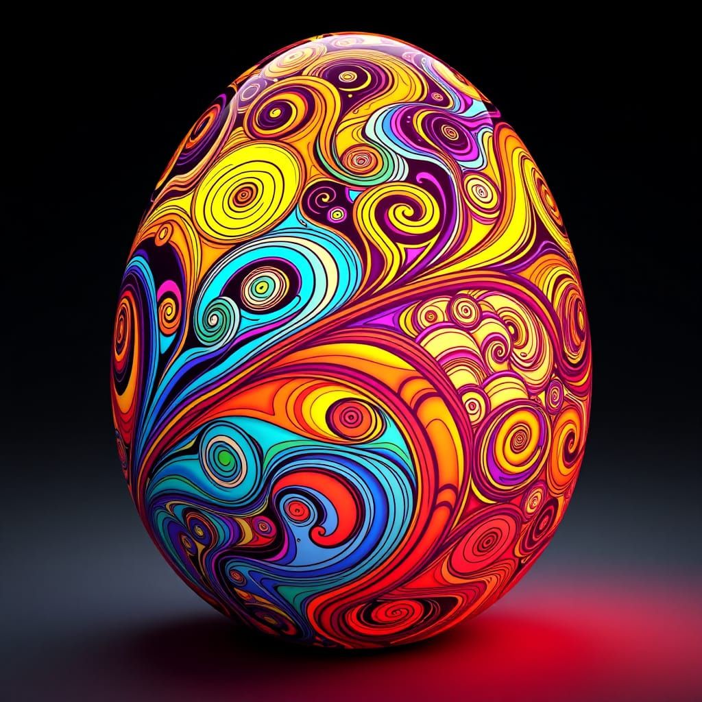 Fractal Waveform Easter Egg in Vibrant Digital Art