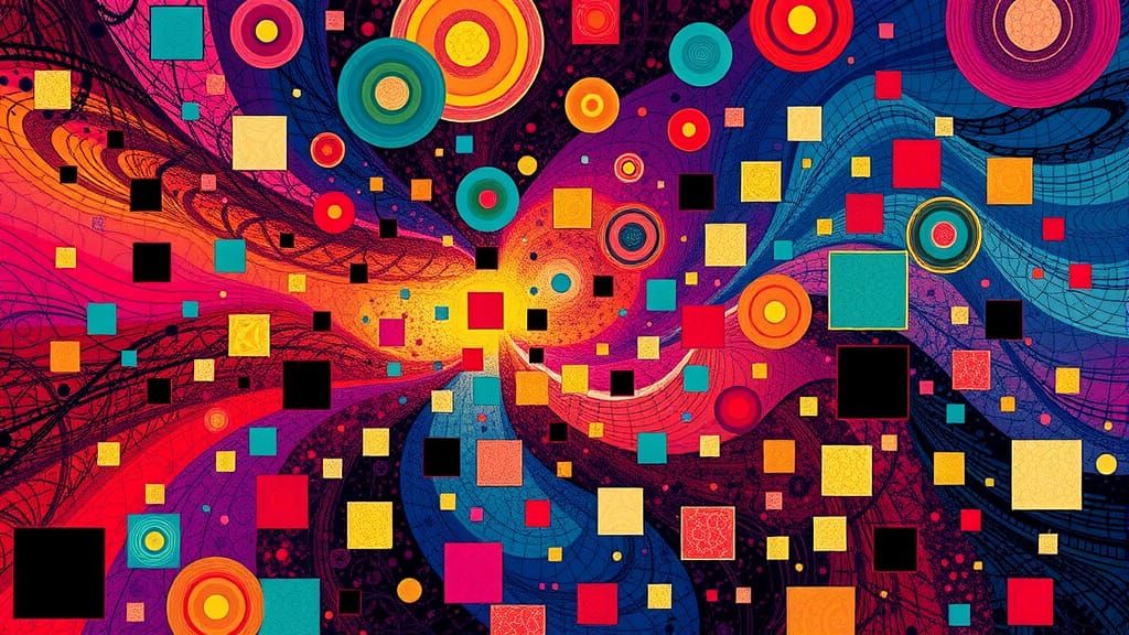 Surreal Kaleidoscope of Geometric Forms in Deep Saturation