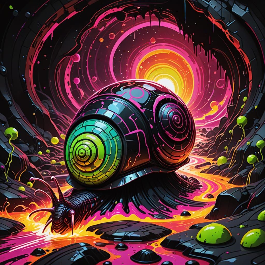 Futuristic Disco Snails in Sci-Fi Graffiti Art