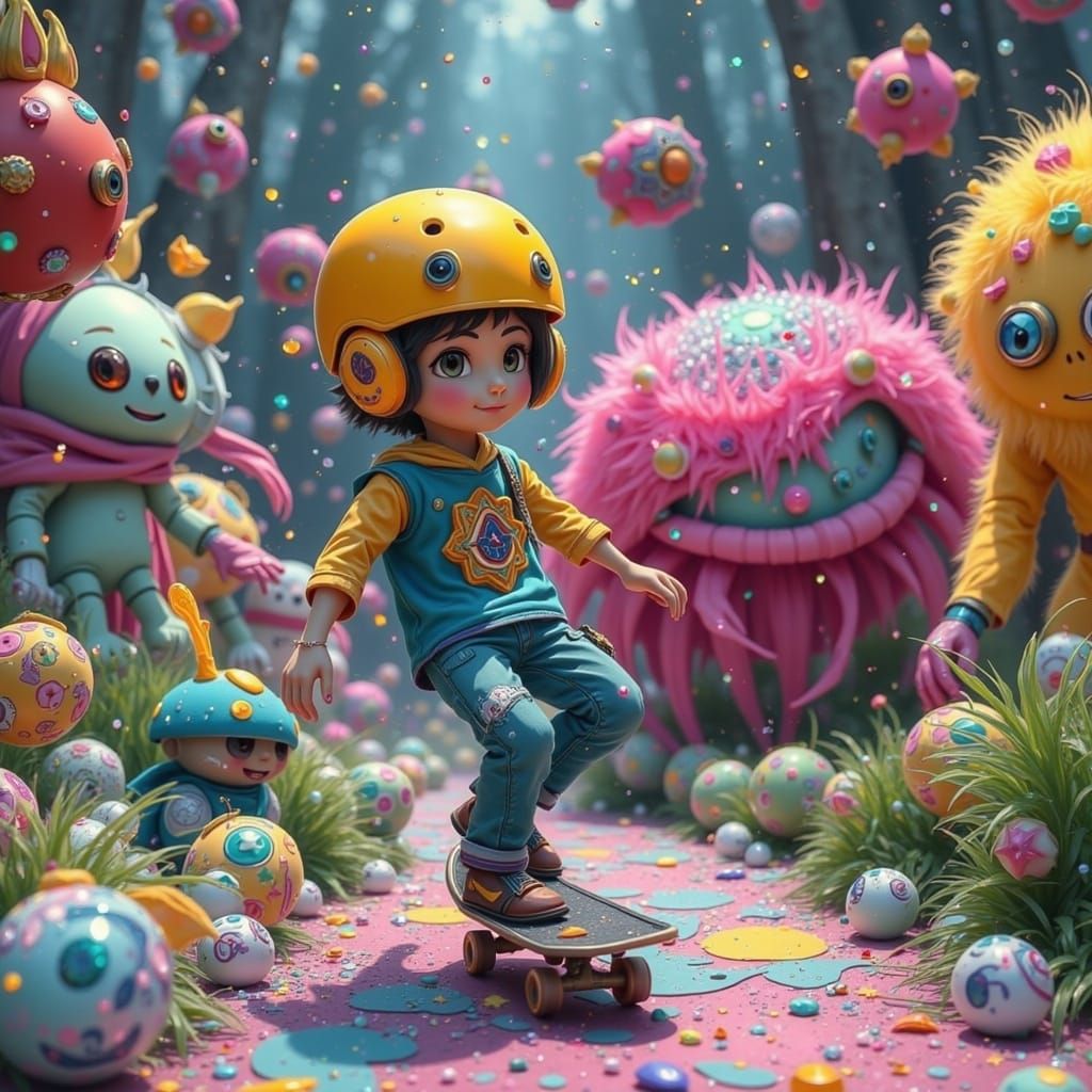Whimsical Skateboarding Adventure in a Fantastical World