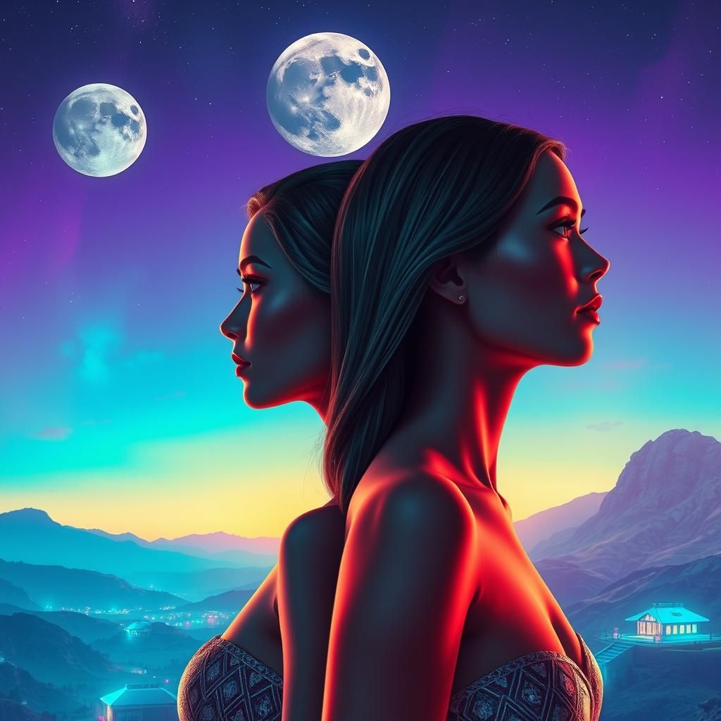 Two Women on Alien Planet in Matte Painting Style