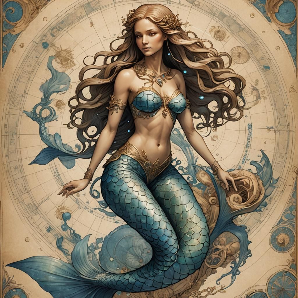 Mermaid Anatomy Concept Art Inspired by Da Vinci