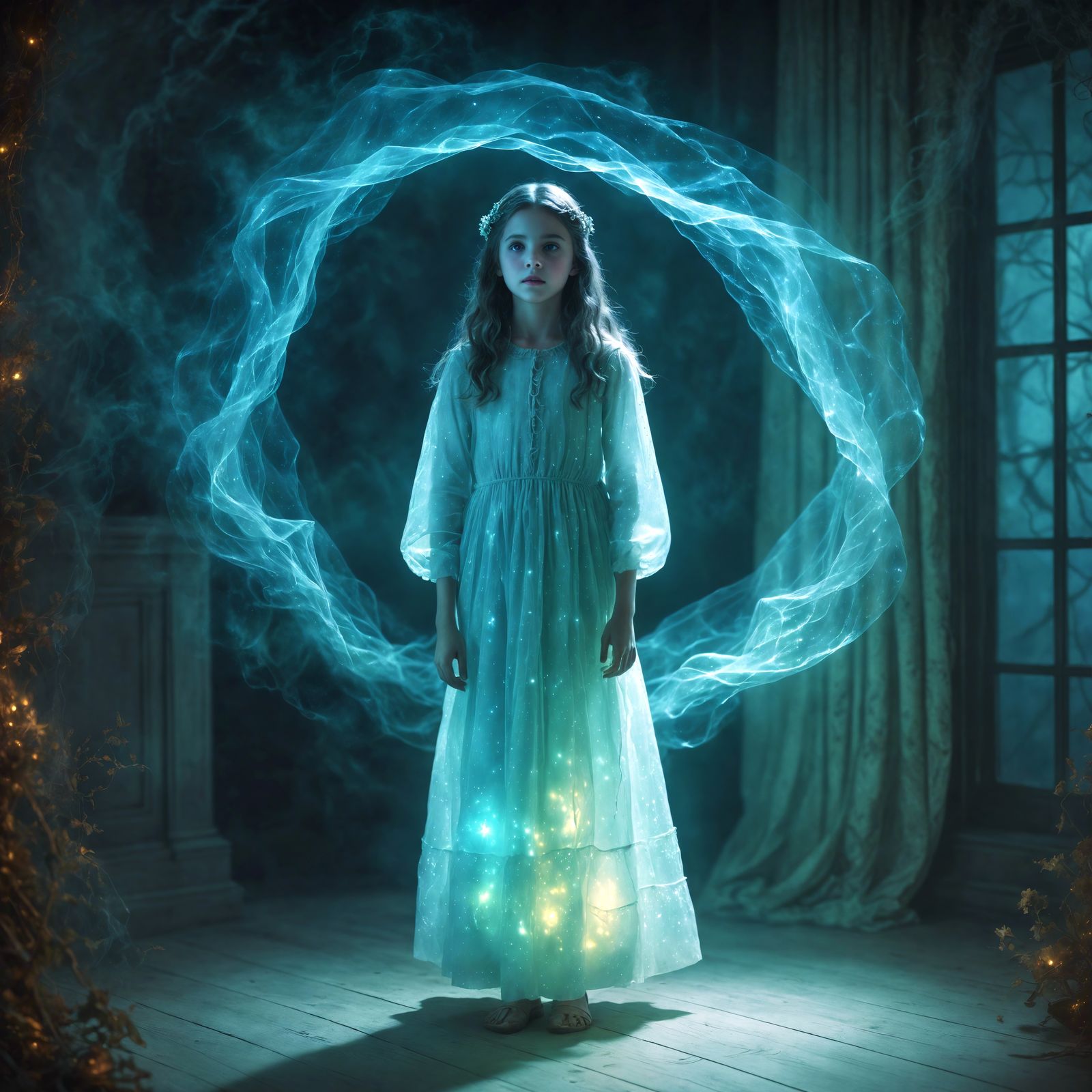 Ethereal Ghost Girl with Supernatural Glow
