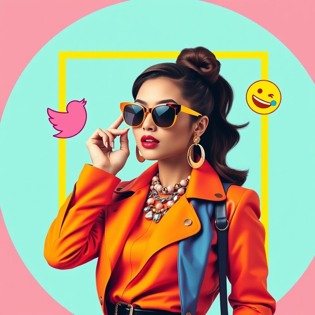 Confident Pop Art Portrait of a Stylish Woman