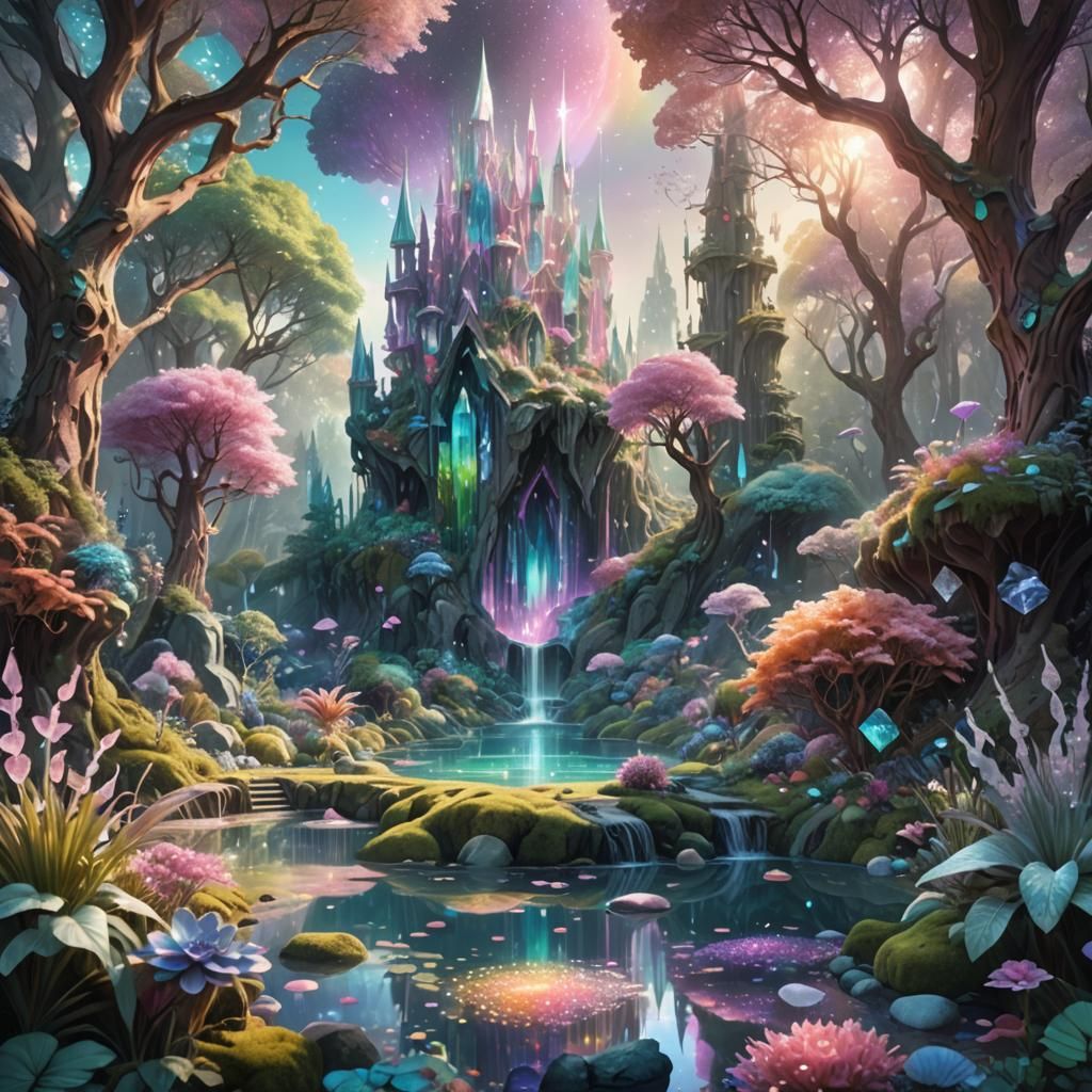 Crystal Forest: A Fantastical Gemstone Landscape