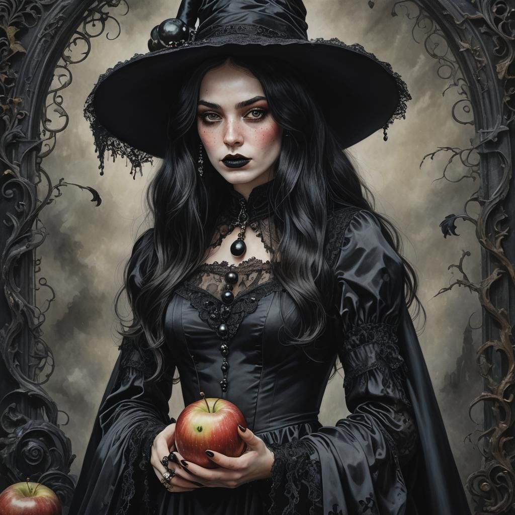 Enchanting Gothic Witch in Hyperrealism Style