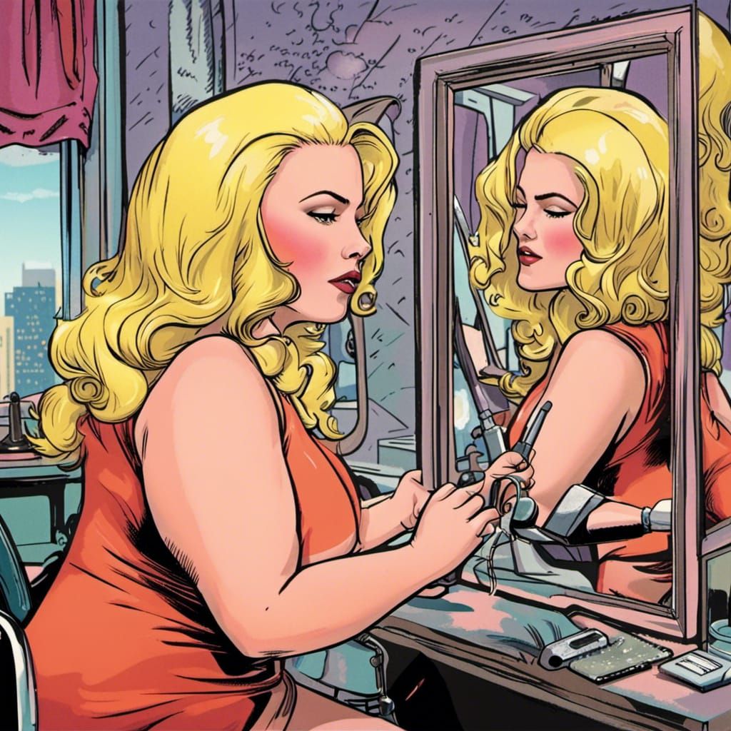 Android Hairdresser on Mars in Anime Art Style