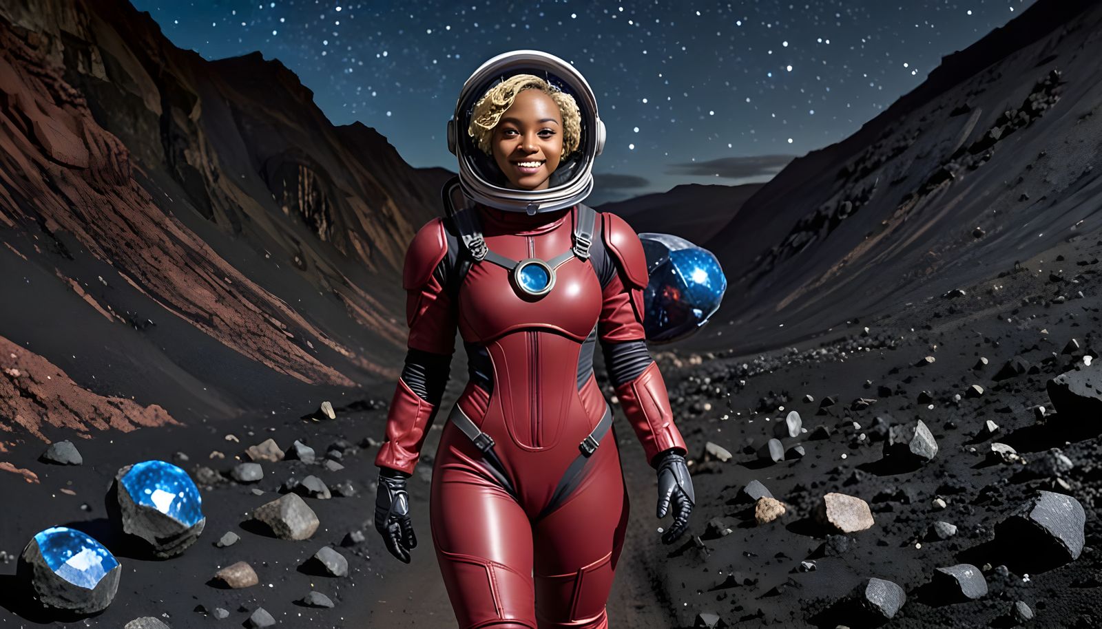 Sapphire Planet Expedition in Burgundy Spacesuit