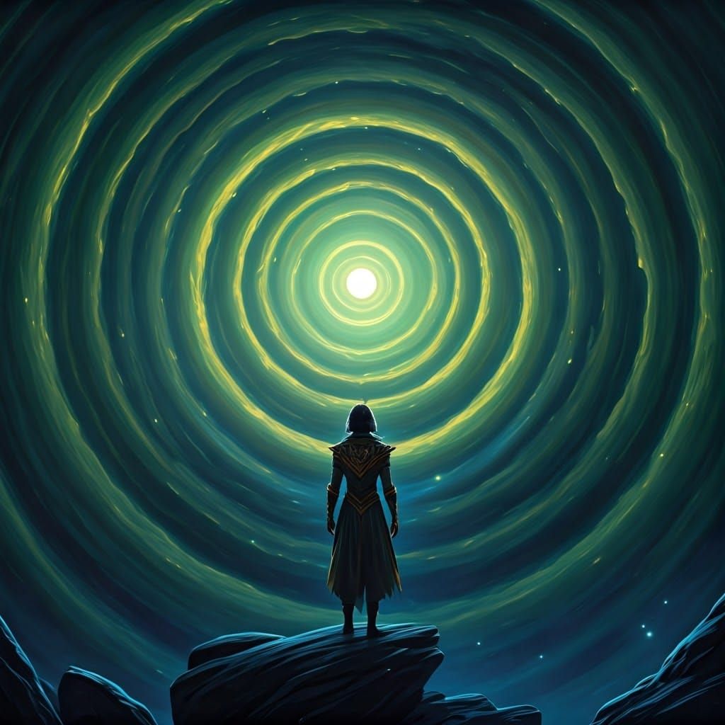 Lone Mystic Ascends Iridescent Realms