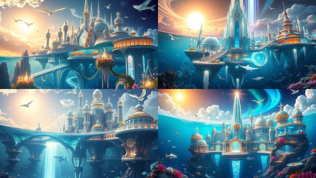 Dual City: Celestial Skies Meet Ocean Depths
