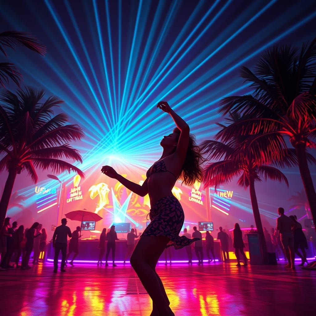 Reveler Lost in Electric Dance Music Rhythm at Ushuaia Night...