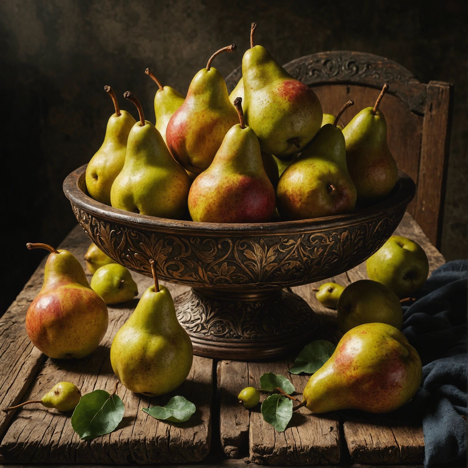 Medieval Still Life with Glistening Pears