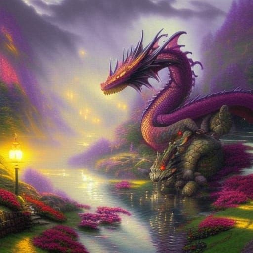 Ethereal Dragon in a Luminous Fantasy Landscape