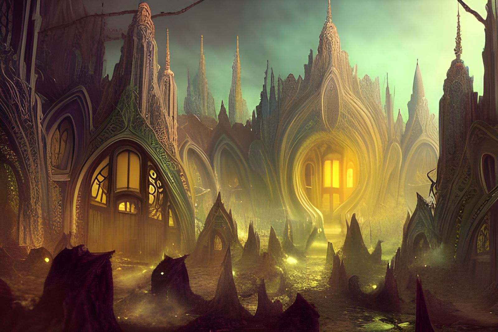 Ornate Elven Town in Post-Apocalyptic Setting