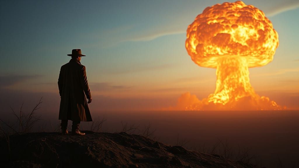 Epic Nuclear Explosion Landscape in Cinematic Film Style
