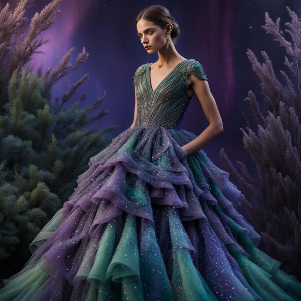 Aurora Borealis Inspired Haute Couture Gown