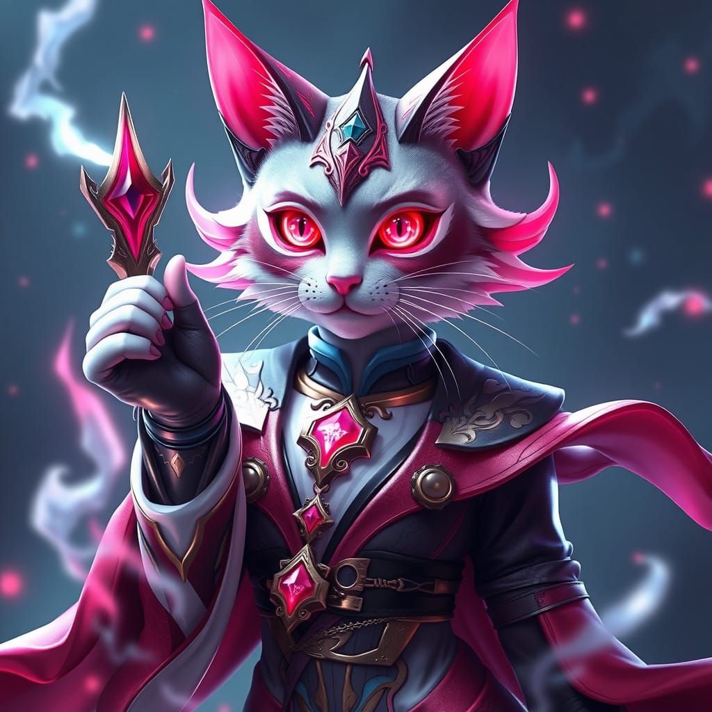 Cyberpunk Feline Sorceress