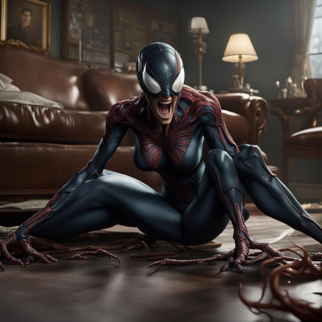 Aunt May with Venom Symbiote: Detailed Fantasy Art