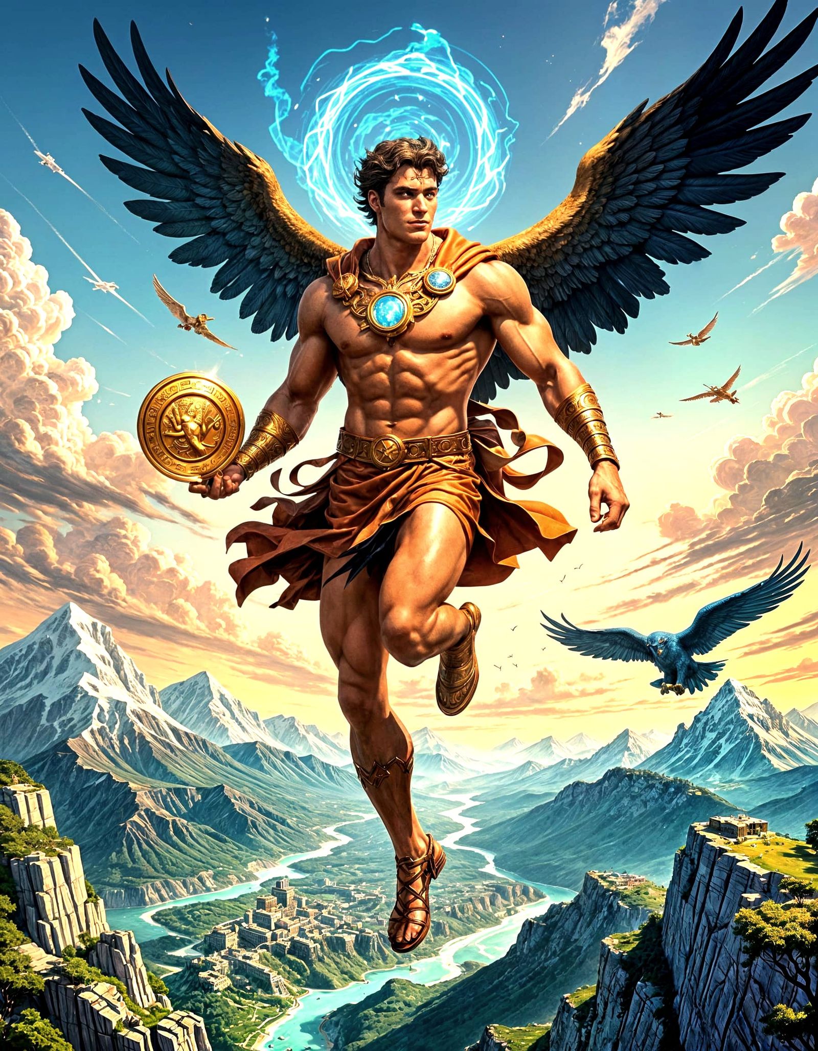 Hermes flying towards Mount olympus with a message from Hades : evolved from a superb creation by Colin Choo PropNex @Bo...