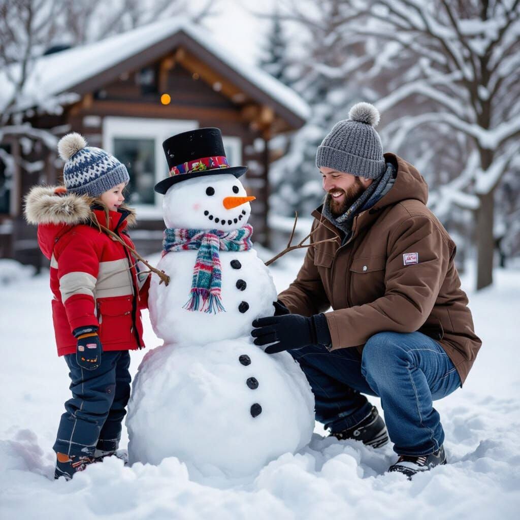 AI Generates Image of Person Building Snowman