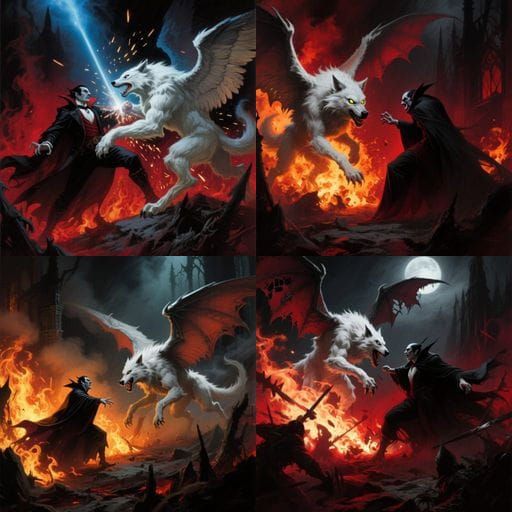 Dracula vs. Winged Werewolf: Epic Gothic Battle