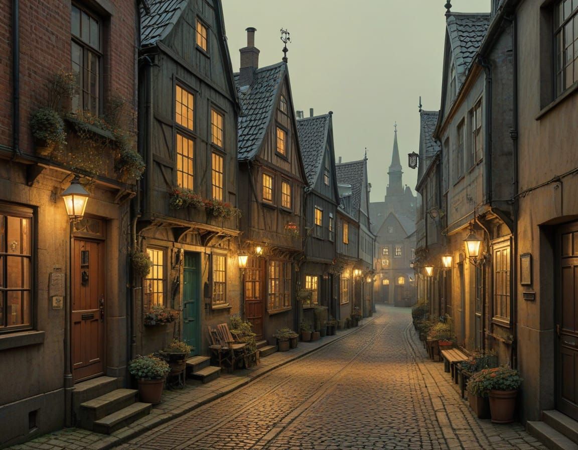 Intricate Old Town Alley in Danish Port Town