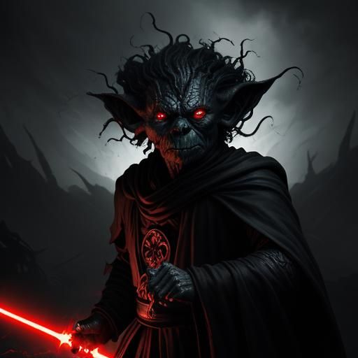 Darkside Walker: Monstrous Yoda with Twisted Lightsaber