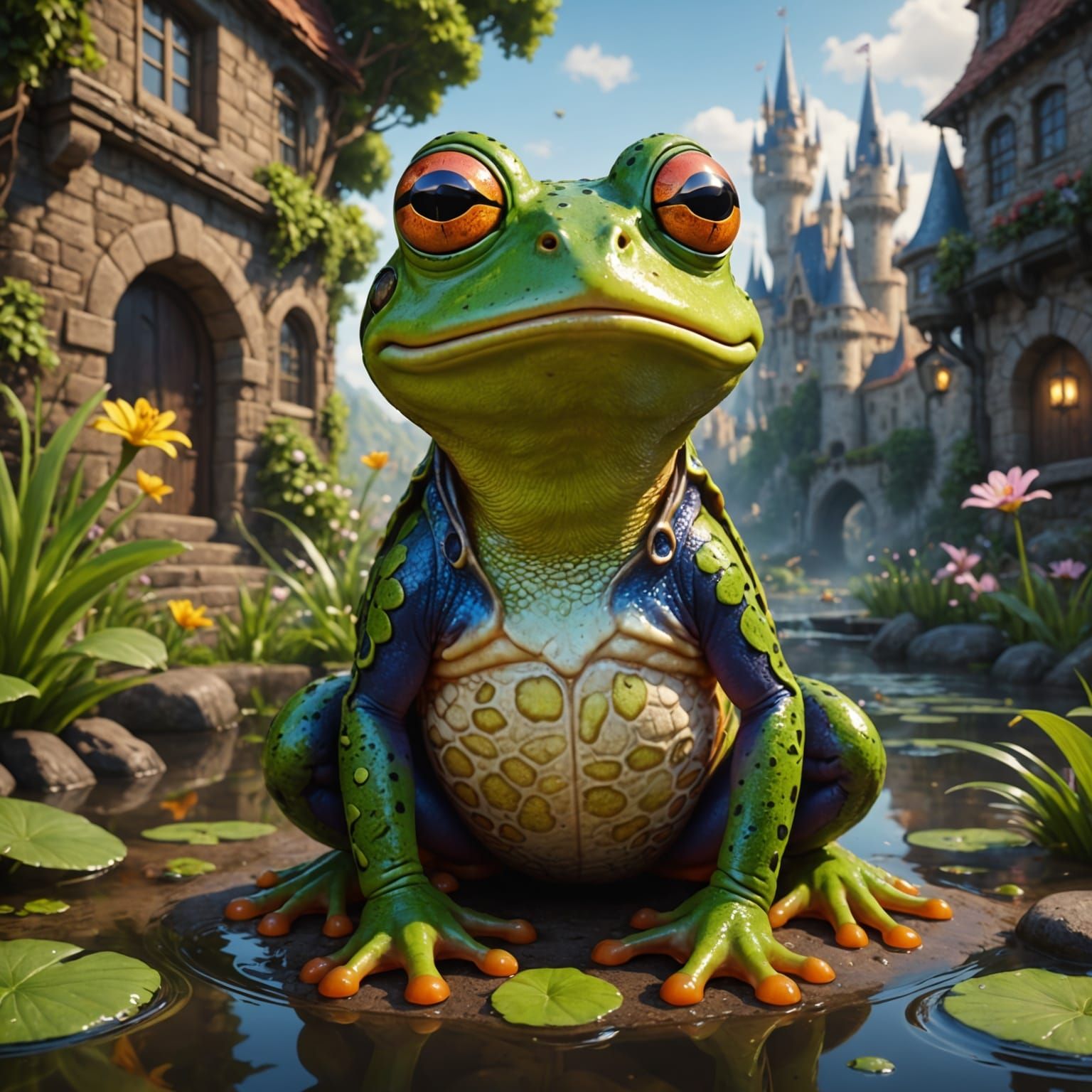 Surprised Frog in Disney Cartoon Style