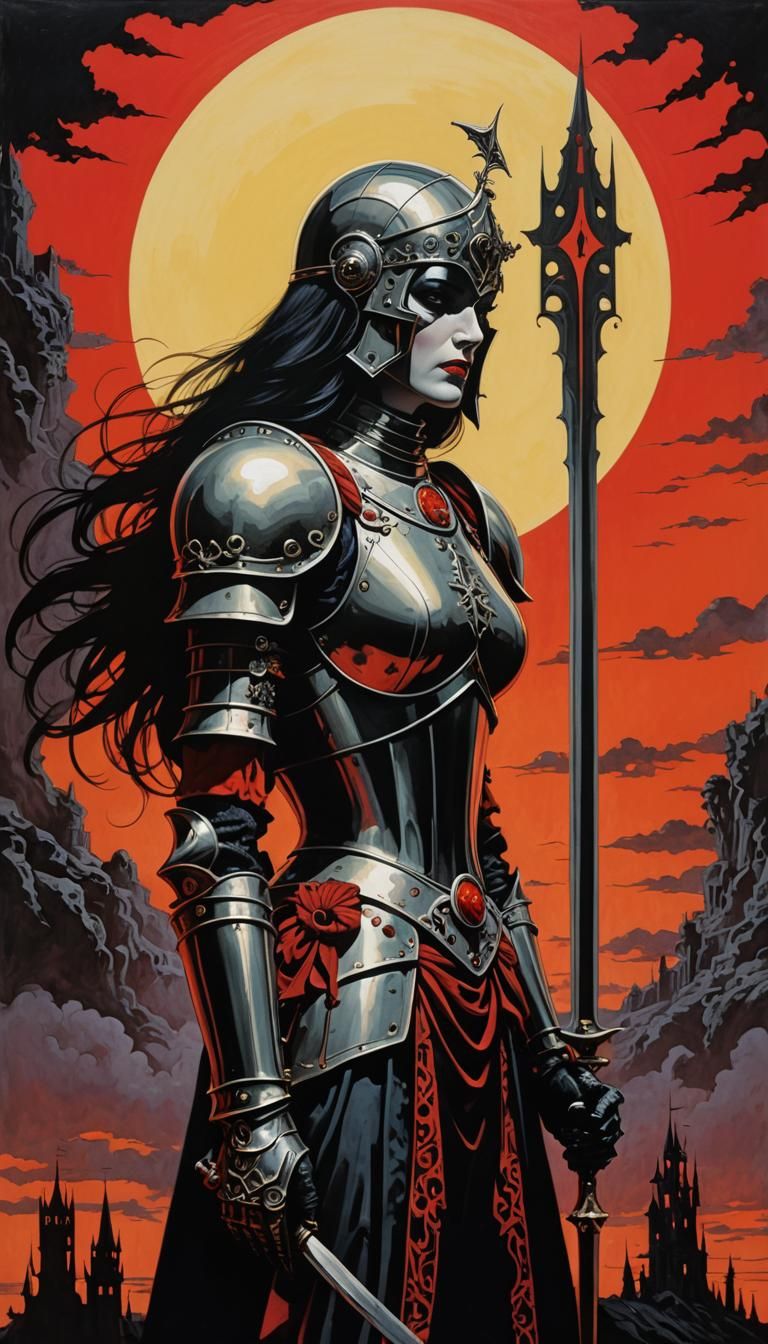 Gothic Horror Knight Maiden Illustration