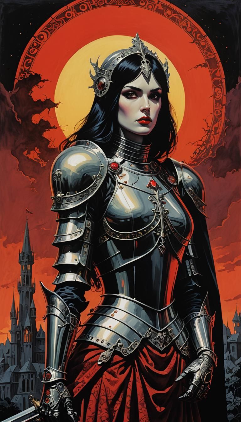 Gothic Horror Knight Maiden in Dark Fantasy Style