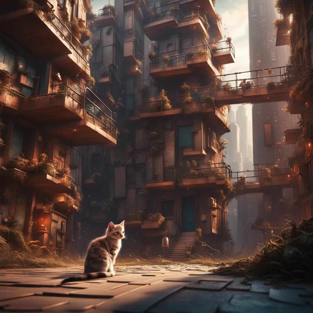 Kitten's Maze: A Fantastical Artstation Painting