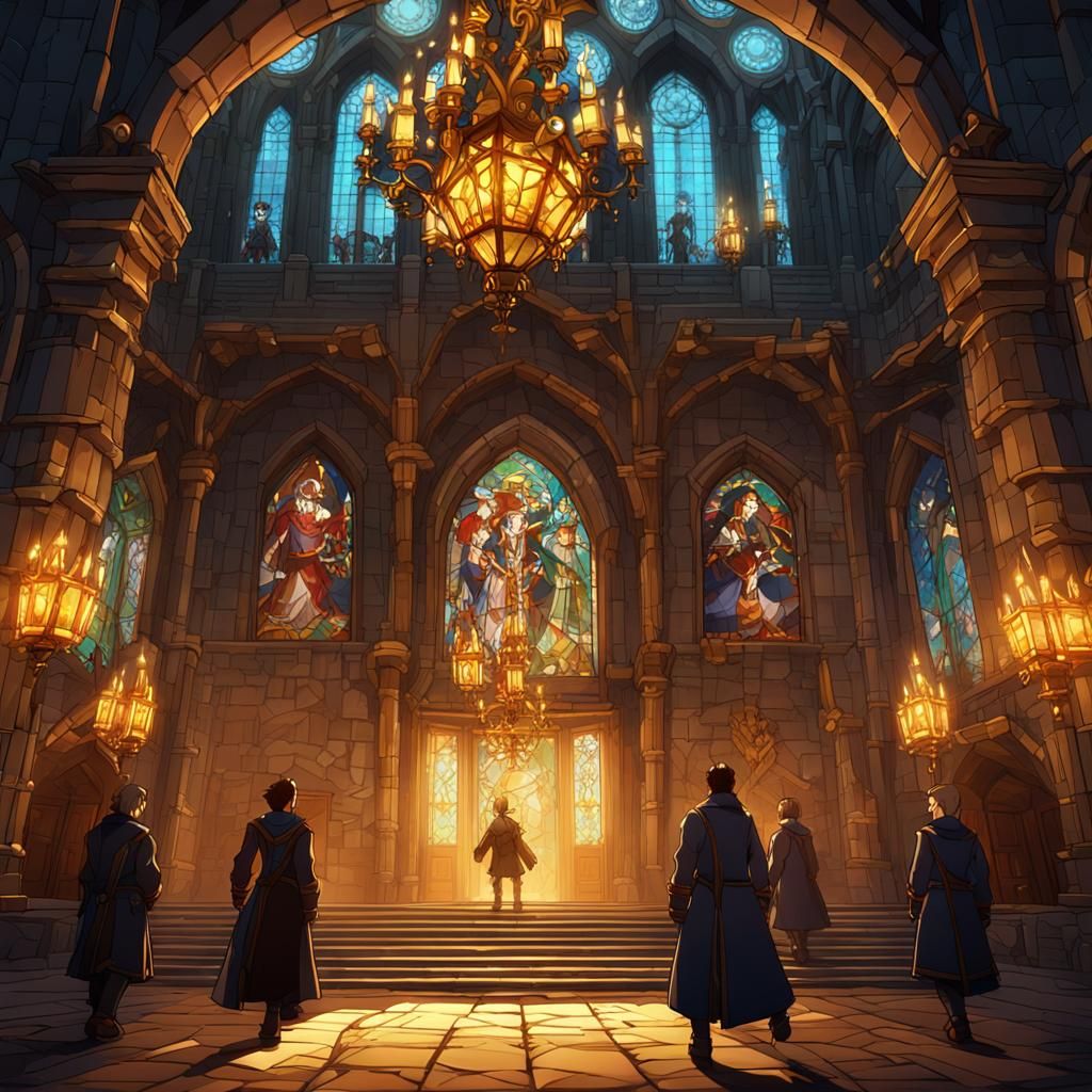 Crew Enters King's Castle: Vibrant 3D Anime Art