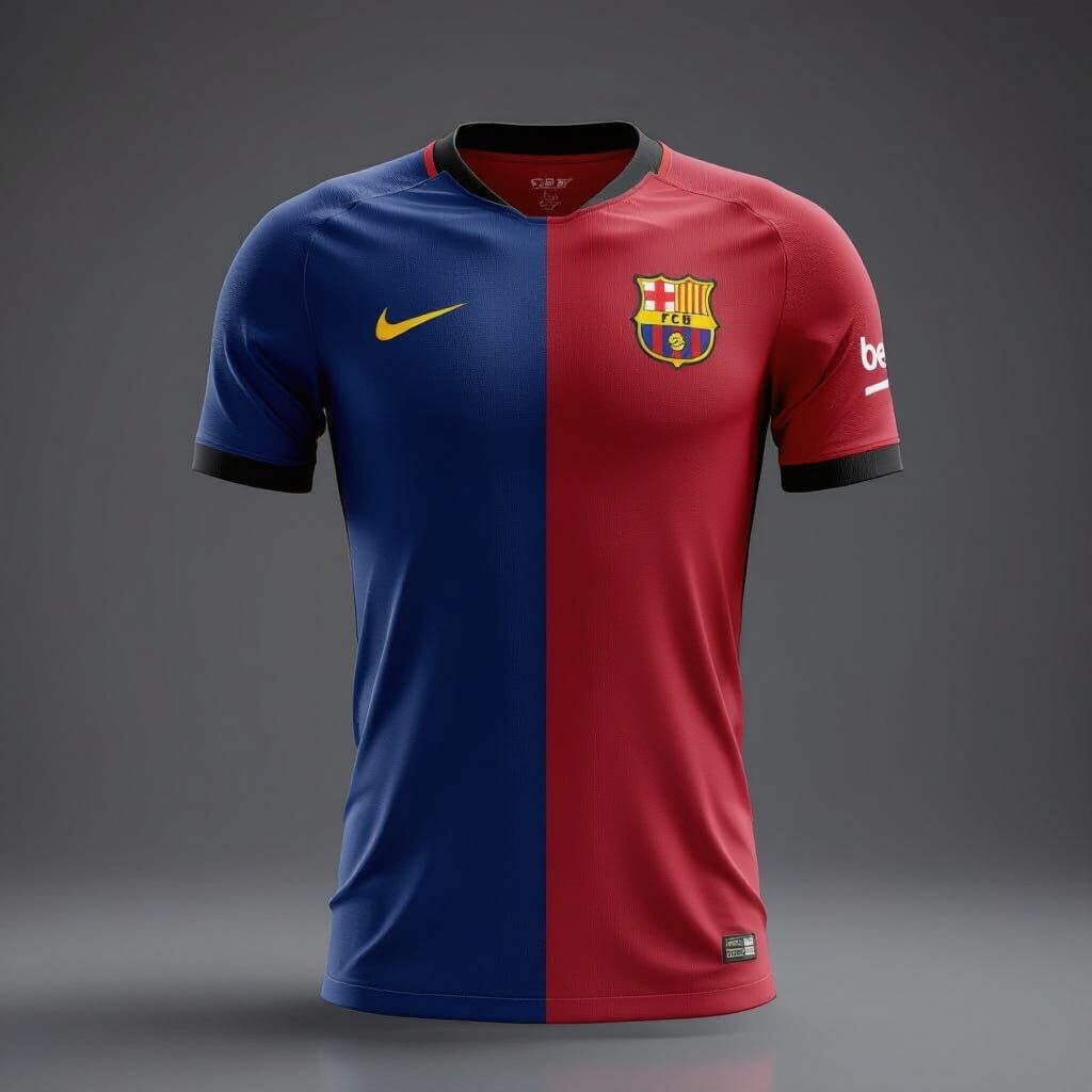 FC Barcelona Jersey Concept: Navy Blue & Scarlet Red Split