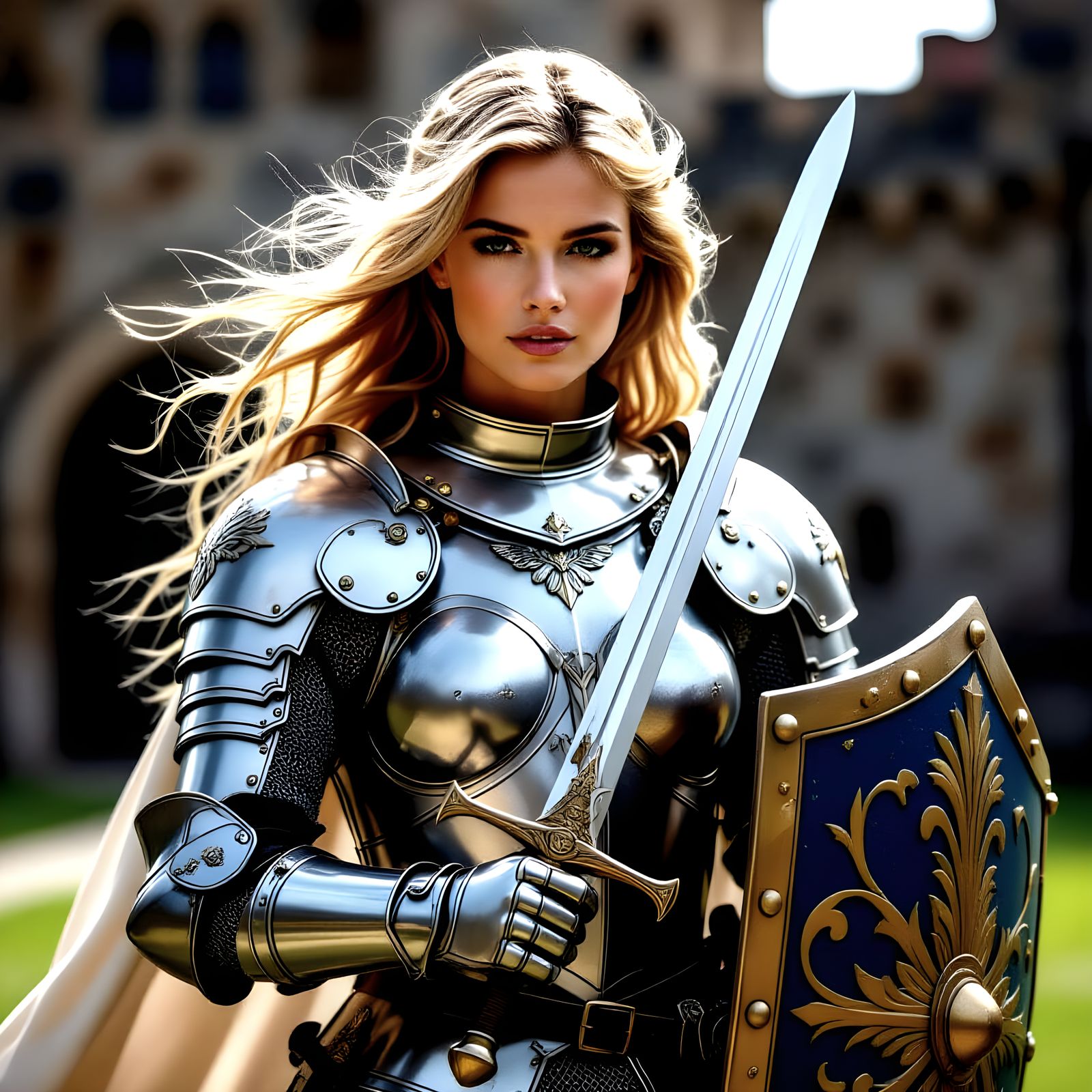 Medieval Lady Knight in Shining Armor