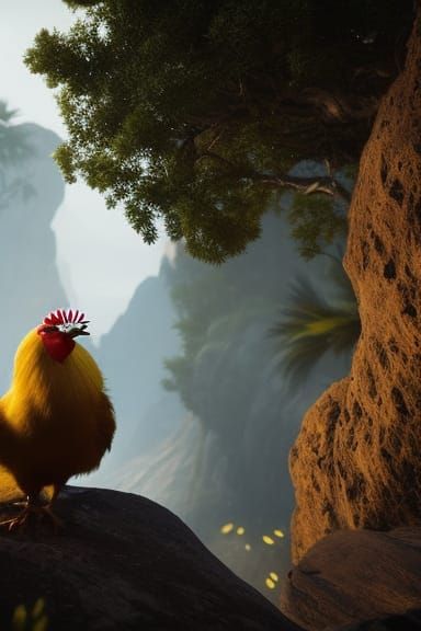 Exotic Chicken Little in Dread: Golden Ratio Composition