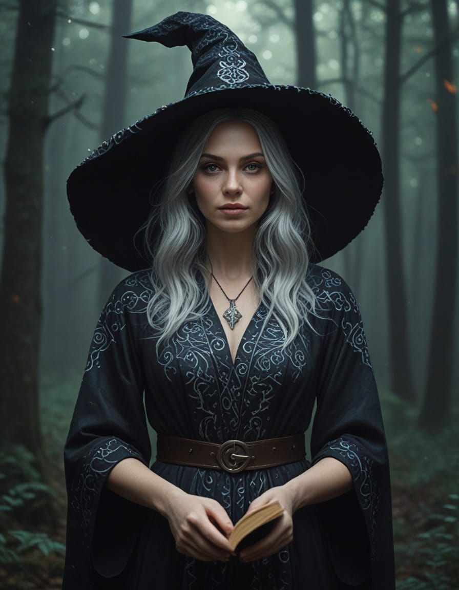 Mystic Witch in Dark Forest Concept Art