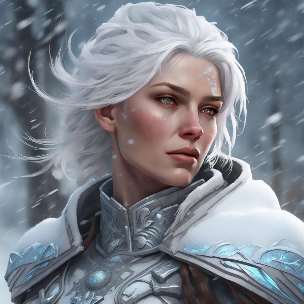 Icy Slavic Woman Portrait in Hyperdetailed Digital Art