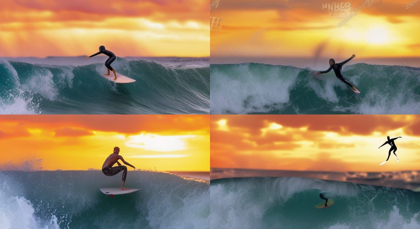 Futuristic Surfer Riding a Dynamic Wave