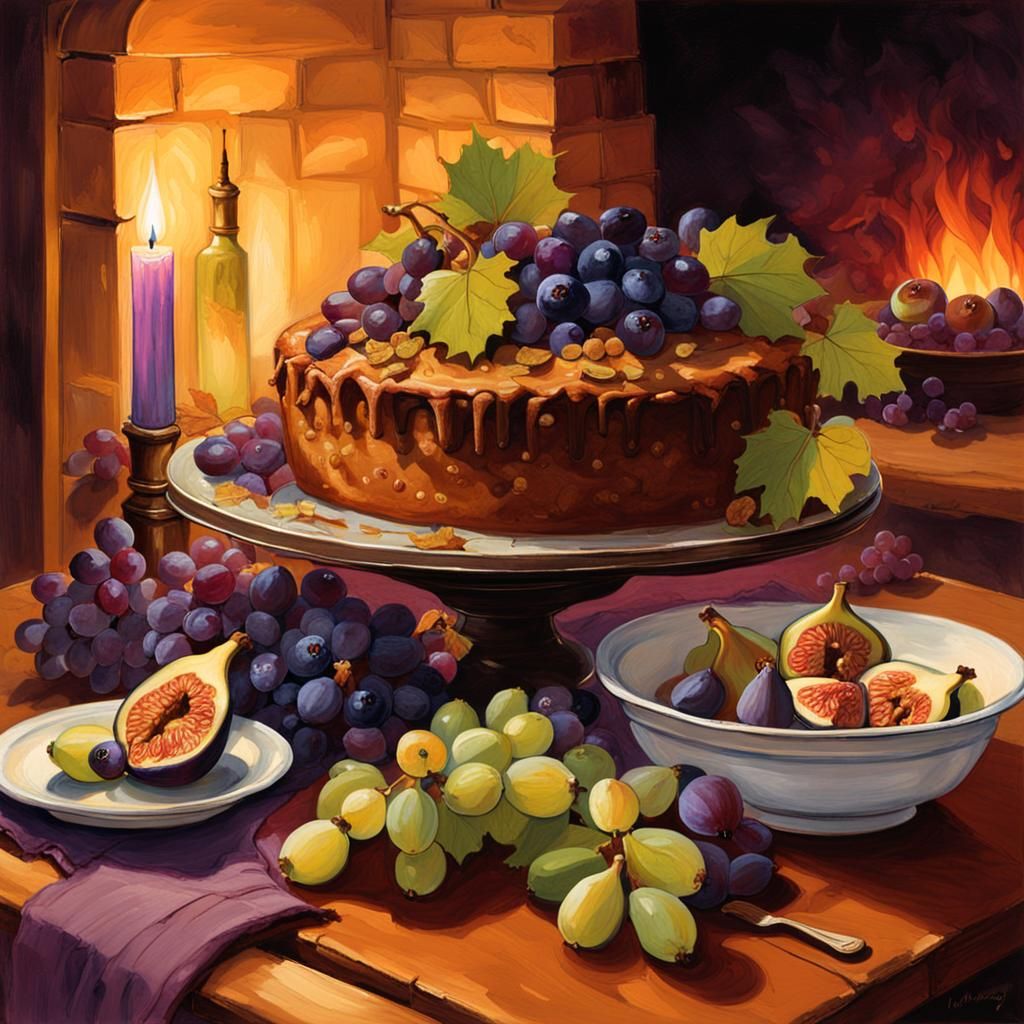 Fruitcake Still Life Illustration in James Gurney Style