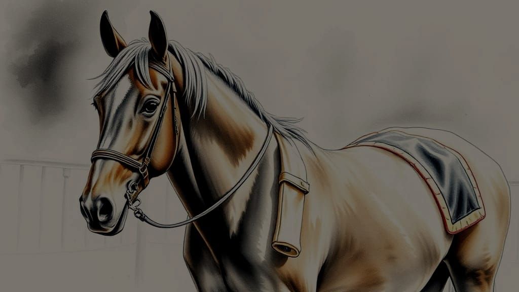 Horse in Watercolor Style, Hyperdetailed Charcoal Drawing