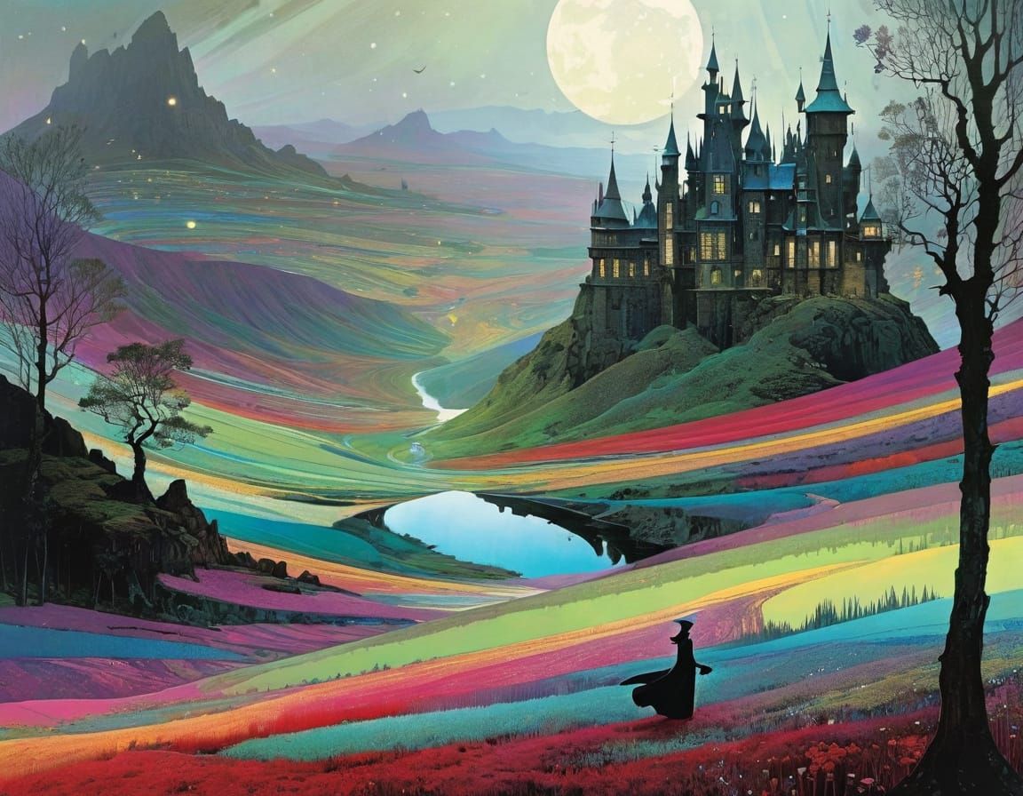 Surreal Artwork Blends Mythical Figures in Sparkling Spectra...