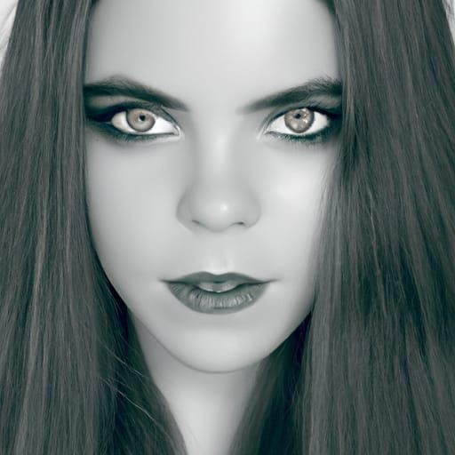 Monochrome Portrait of a Young Woman with Green Eyes