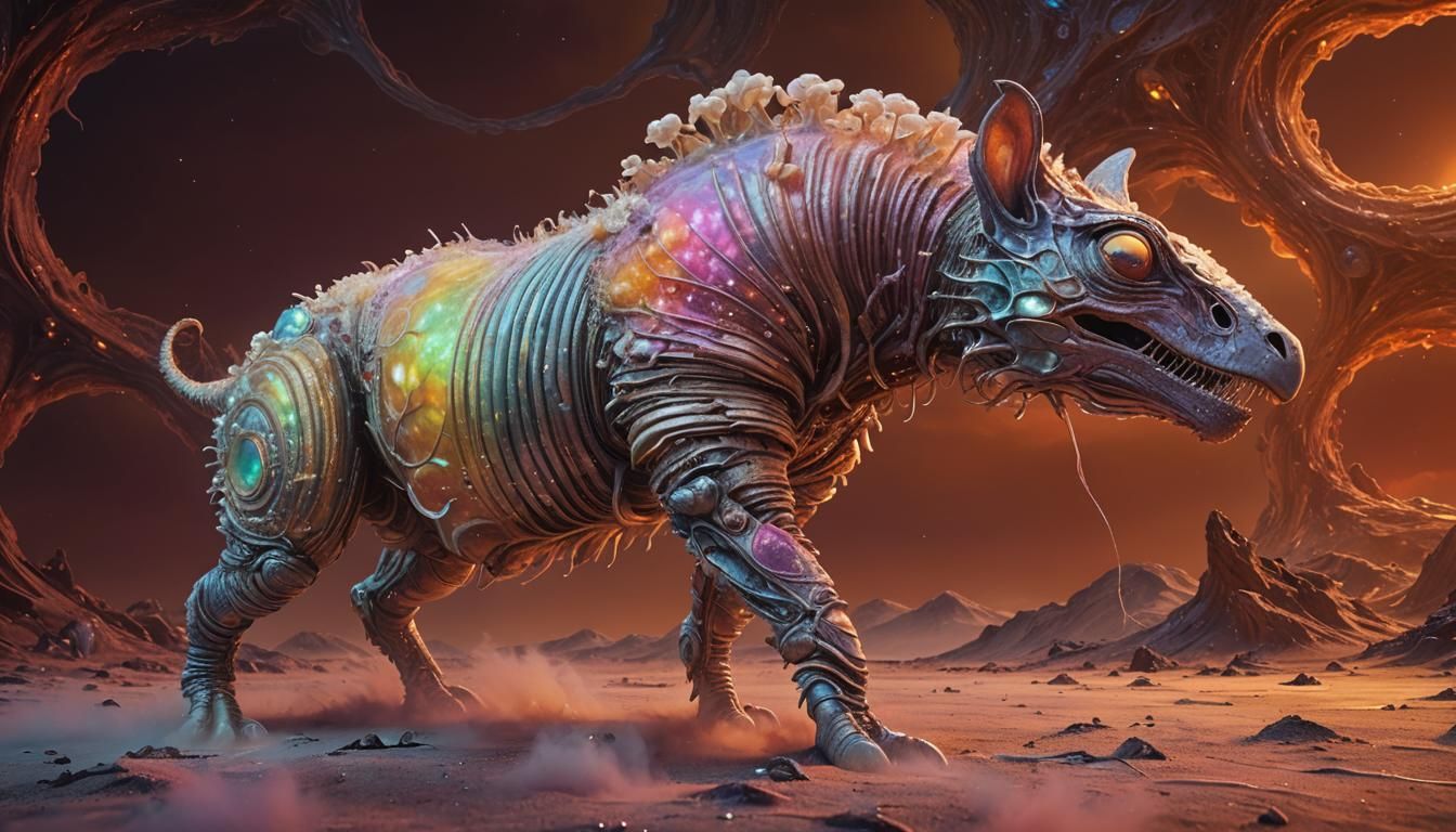 Surreal Alien Creature on Barren Exoplanet