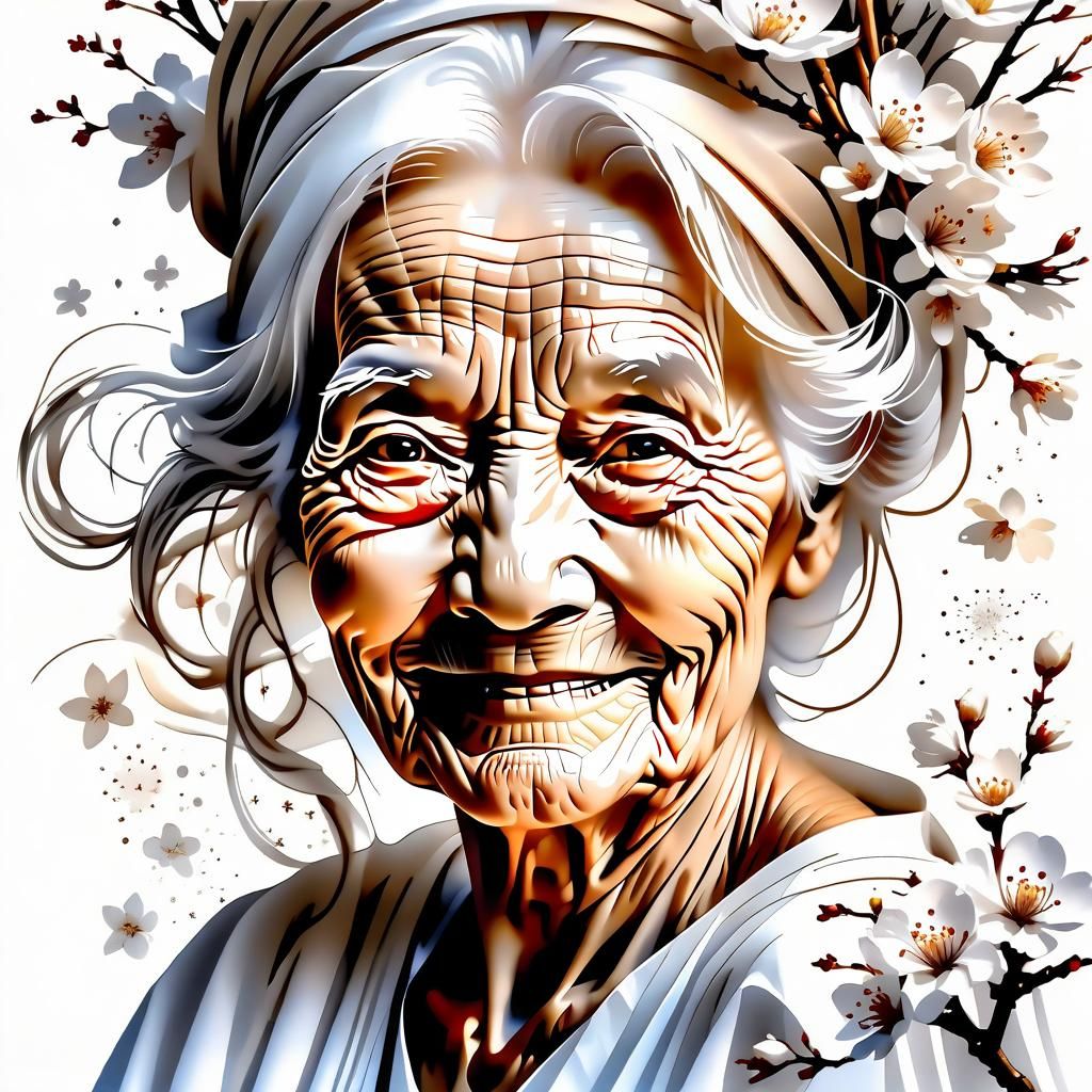 Ethereal Portrait of Woman in White, Watercolor Style