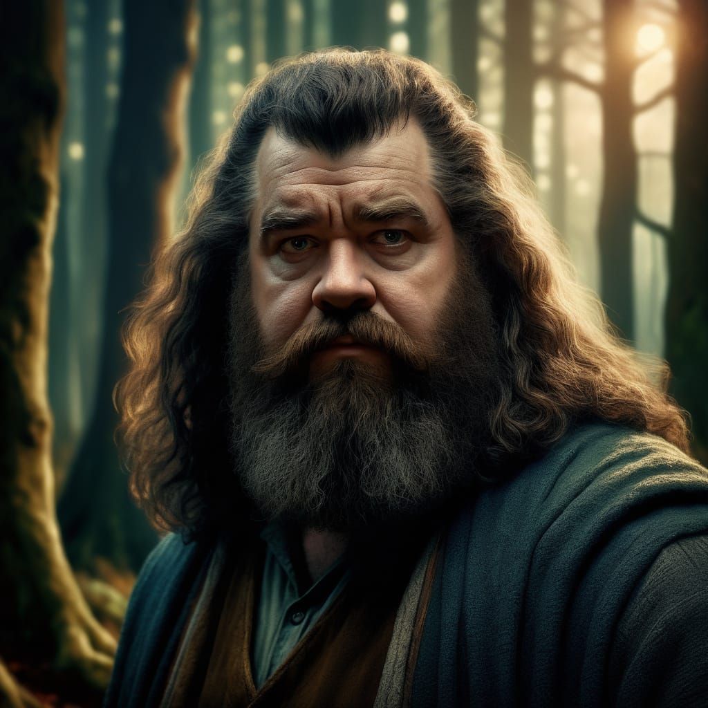 Hagrid in Mystical Forest - Oil Painting Style