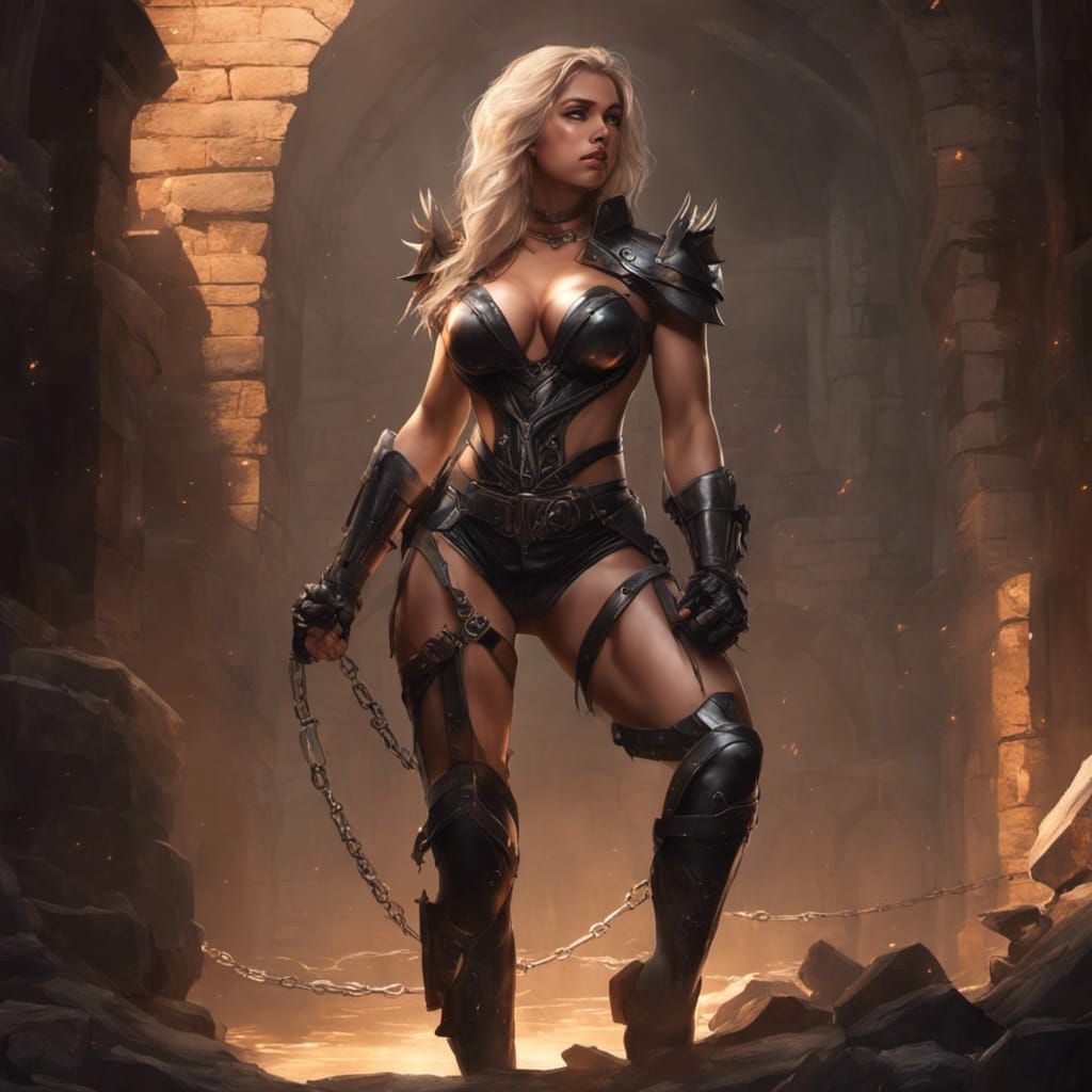 Captured Superheroine in Dungeon: Dark Fantasy Concept Art