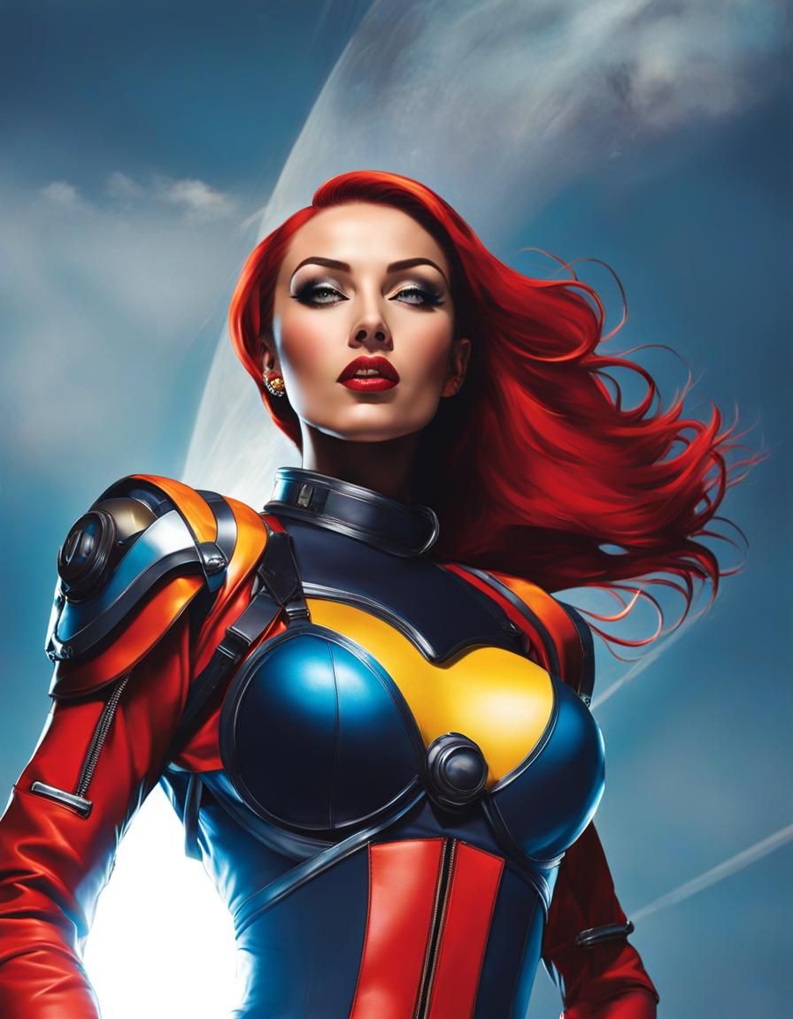 Retro Sci-Fi Pinup Girl in Spacesuit