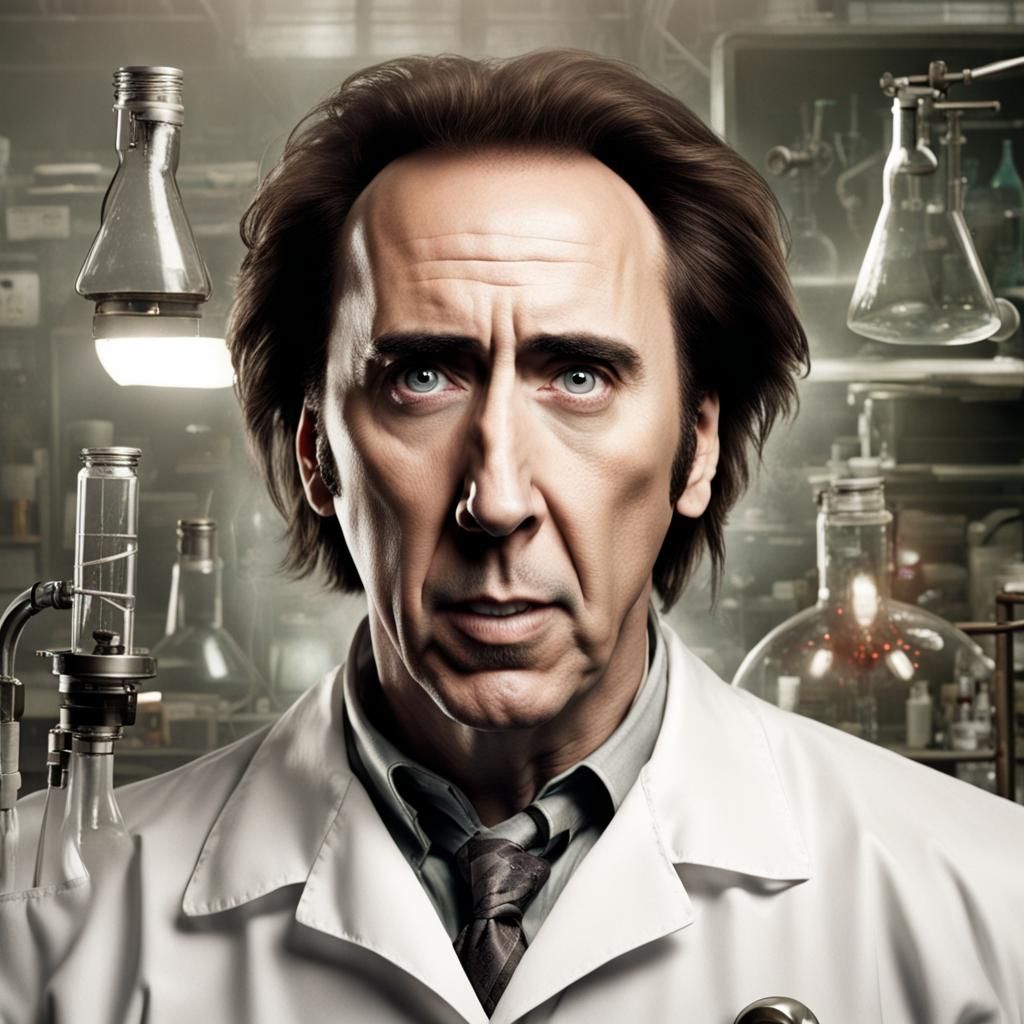 Nicholas Cage as a Mad Scientist