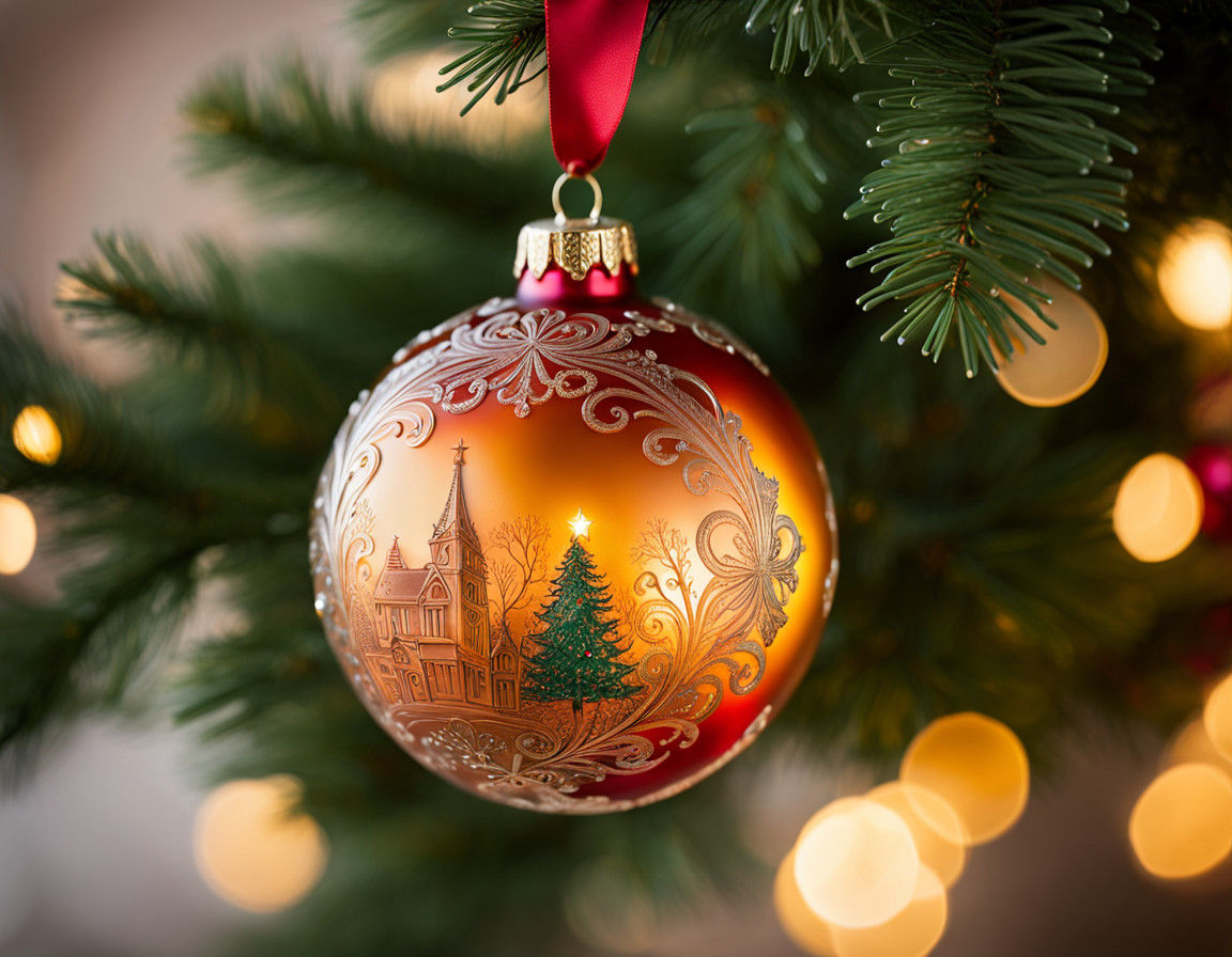 Whimsical Christmas Ornament in Warm Golden Light